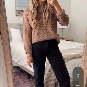 Time and Tru Women's Waffle Stitch Sweater with Long Sleeves, Midweight, Size L